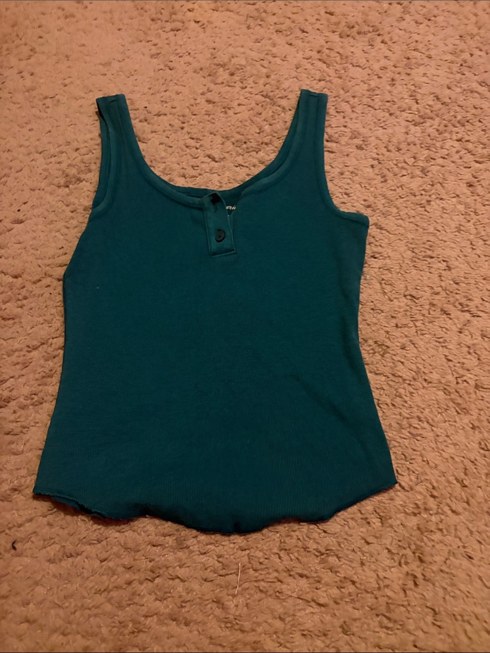 Aerie Deep Teal Ribbed Henley Tank Top